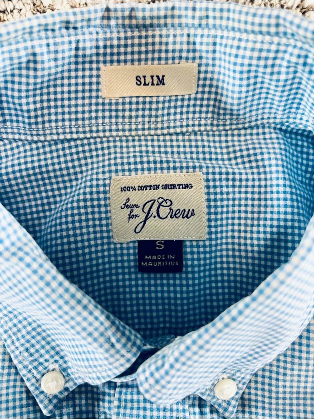 J. Crew Men’s Size Small Blue-White Checkered Slim Fit Button Down Shirt
